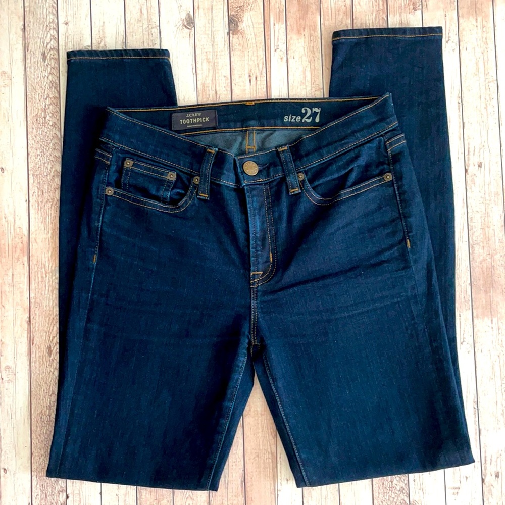 J. Crew Toothpick Jeans size 27 dark blue wash EUC